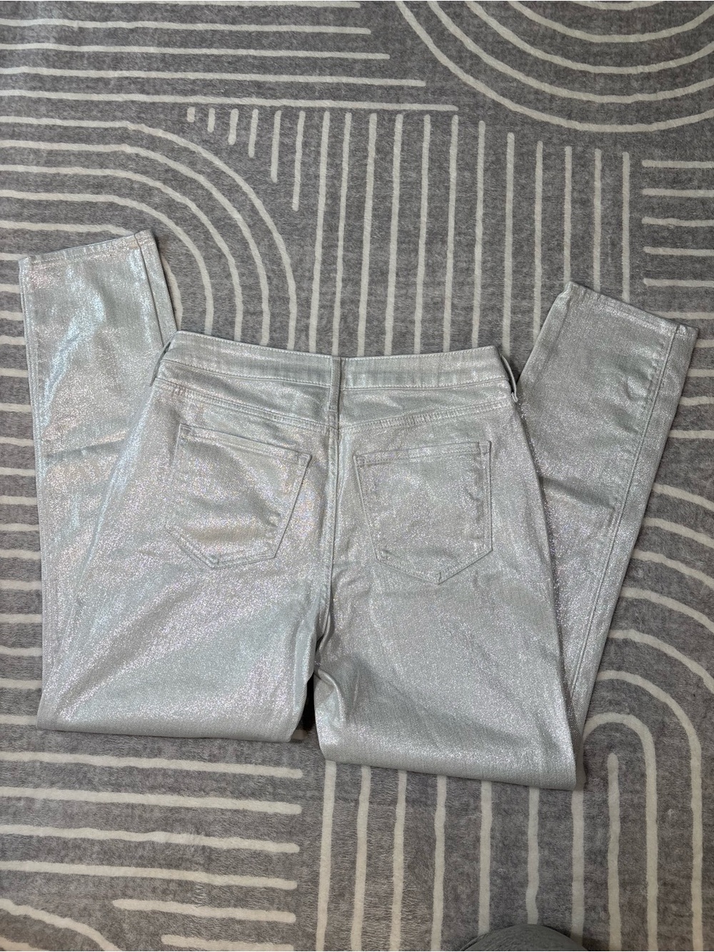NWT Old Navy High Waisted Silver Shine White Vintage Slim, Size 4, Metallic - Picture 6 of 13